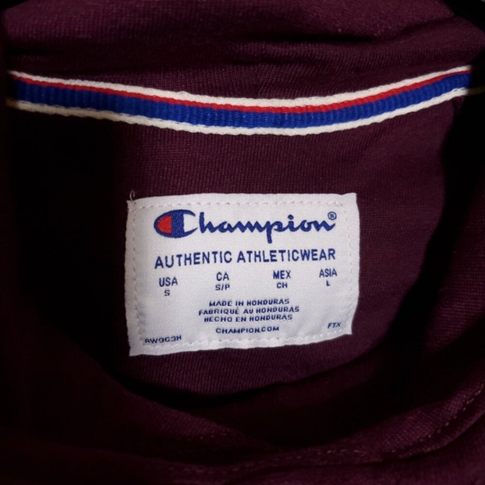 Champion Womens Hoodie Small Burgundy Logo Pullover Sweatshirt Casual - Picture 6 of 12